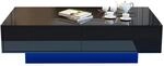 okwish Couchtisch mit 2 Schubladen und LED-Beleuchtung Schwarz 115 &times; 55 cm