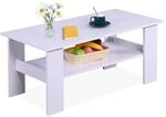 Relaxdays Couchtisch Holzwerkstoff Wei&szlig; Mit Ablage 100 cm x 50 cm x 43,5 cm 10,9 kg