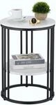 Relaxdays Beistelltisch Eisen MDF Wei&szlig; Schwarz Marmoroptik H&ouml;henverstellbar 56 cm x