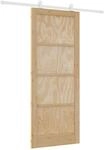 vidaXL Schiebet&uuml;r Natur und Wei&szlig; 86 x 211 cm Massives Kiefernholz 3445475