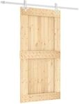 vidaXL Schiebet&uuml;r Natur und Wei&szlig; 100 x 210 cm Massivkiefer 3445112