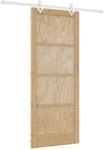 vidaXL Schiebet&uuml;r Natur und Wei&szlig; 86 x 211 cm Massives Kiefernholz 3445529