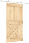 vidaXL Schiebet&uuml;r Natur und Wei&szlig; 100 x 210 cm Massivkiefer 3445118