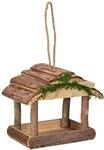 Relaxdays Vogelfutterhaus Holz Natur zum Aufh&auml;ngen 19 cm x 22 cm x 16,5 cm 600 g