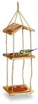 Relaxdays Vogelfutterstation Tannenholz Braun 2 Schalen 73 cm x 20 cm x 20 cm