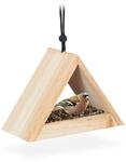Relaxdays Vogelhaus Tannenholz Natur zum Aufh&auml;ngen 16 x 23,5 x 12 cm 300 g
