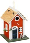 Relaxdays Vogelhaus Landhausstil Pappelholz Kiefernholz Rot Wei&szlig; Gr&uuml;n Wetterfest 25