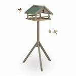 Relaxdays Vogelfutterhaus mit St&auml;nder Tannenholz Braun Wetterfest 120 cm x 37 cm x