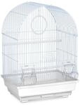 Relaxdays Vogelk&auml;fig Stahl Wei&szlig; mit Zubeh&ouml;r 49,5 cm x 34,5 cm x 31 cm 1,4 kg