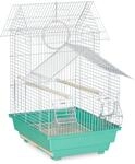 Relaxdays Vogelk&auml;fig Stahl Gr&uuml;n Mit Spitzdach 50 cm x 42,5 cm x 33,5 cm 1,5 kg