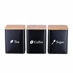 Relaxdays Vorratsdosen 3er Set Metall Schwarz Luftdicht 15 cm x 11 cm x 11 cm