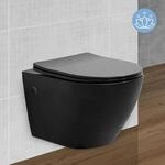 LuxeBath Sp&uuml;lrandloses H&auml;nge WC Schwarz Matt Nano Beschichtung Lang 54cm