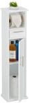 Relaxdays Toilettenpapierschrank MDF Bambus Metall Wei&szlig; Stehend 87,5 cm x 22 cm x