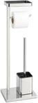 Relaxdays WC Garnitur Edelstahl Silber Freistehend mit Ablage 65,5 cm x 25,5 cm x