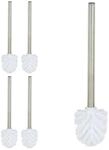 Relaxdays WC-B&uuml;rste Kunststoff Edelstahl Wei&szlig; Silber 5er Set Abnehmbar 35 cm x &oslash; 8
