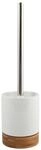 MSV WC-B&uuml;rste Tallinn Keramik und Bambus &Oslash; 10 cm x 32 cm Wei&szlig;-Braun