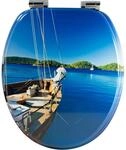 Sanfino WC Sitz Boat Toilettendeckel mit Absenkautomatik aus Holz