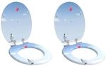 vidaXL Soft-Close Toilettensitz 2 Stk Blau 44 x 38 cm MDF-Platte 3414546