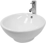 ECD Germany Waschbecken 420 x 170 mm aus Keramik Rund Wei&szlig; Aufsatzbecken