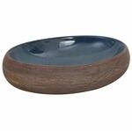 vidaXL Aufsatzwaschbecken Braun und Blau Oval 59x40x15 cm Keramik 155081