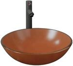 vidaXL Badezimmer Waschbecken mit Wasserhahn und Ablaufgarnitur Braun 3098457