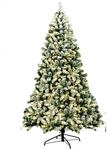 Costway K&uuml;nstlicher Weihnachtsbaum mit Schnee und Led-Leuchten 225cm