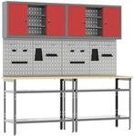 vidaXL Werkbank-Set 8-Tlg Rot und Grau Pulverbeschichteter Stahl 3321503