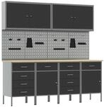 vidaXL Werkbank mit Speicher 10-Tlg Schwarz Ingenieure Holz und Stahl 3321488