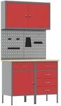 vidaXL Werkbank mit Schubladen 5-Tlg Rot Ingenieure Holz und Stahl 3321425