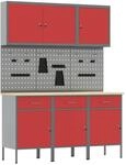 vidaXL Werkbank mit Schubladen 8-Tlg Rot Ingenieure Holz und Stahl 3321429