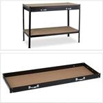 Relaxdays Werkbank mit Schublade Stahl Schwarz Braun 121 cm x 63,5 cm x 90,5 cm