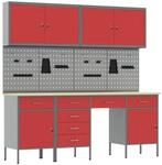 vidaXL Werkbank mit Schubladen 10-Tlg Rot Ingenieure Holz und Stahl 3321477