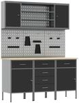 vidaXL Werkbank mit Schubladen 7-Tlg Schwarz Ingenieure Holz und Stahl 3321442