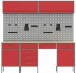 vidaXL Werkbank mit Schubladen 10-Tlg Rot Ingenieure Holz und Stahl 3321453