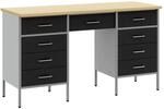 vidaXL Werkbank mit Schubladen 3-Tlg Schwarz 150 x 55 x 85 cm 3321376