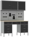 vidaXL Werkbank mit Schubladen 8-Tlg Schwarz Ingenieure Holz und Stahl 3321458