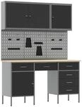 vidaXL Werkbank mit Schubladen 8-Tlg Schwarz Ingenieure Holz und Stahl 3321464