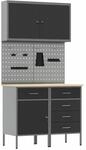vidaXL Werkbank mit Schubladen 5-Tlg Schwarz Ingenieure Holz und Stahl 3321424