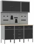 vidaXL Werkbank mit Schubladen 8-Tlg Schwarz Ingenieure Holz und Stahl 3321440