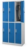 JAN NOWAK Umkleideschrank Spind IGOR 6 Abteile 185 x 90 x 45 cm Grau-Blau