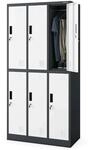 JAN NOWAK Umkleideschrank Spind IGOR 6 Abteile 185 x 90 x 45 cm Anthrazit-Wei&szlig;