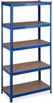 Relaxdays Schwerlastregal MDF Stahl Blau Teilbar 180 cm x 90 cm x 45 cm