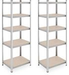 Relaxdays Schwerlastregal 2er Set Stahl Silber 5 Ebenen 180 cm x 60 cm x 45 cm 500 kg