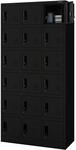 JAN NOWAK Schlie&szlig;fachschrank Spind KAROL 18 F&auml;cher 185 x 90 x 40 cm Schwarz
