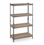 Relaxdays Schwerlastregal Stahl MDF Grau 4 Ebenen H&ouml;henverstellbar 1440 kg Traglast