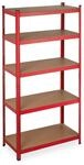 Relaxdays Schwerlastregal Stahl MDF Kunststoff Rot Stecksystem 180 cm x 90 cm x 45 cm