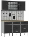 vidaXL Werkbank mit Schubladen 7-Tlg Schwarz Ingenieure Holz und Stahl 3321448