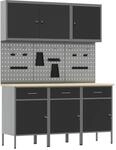vidaXL Werkbank mit Schubladen 8-Tlg Schwarz Ingenieure Holz und Stahl 3321428