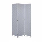 Relaxdays Paravent Kunststoff Holz Grau Wei&szlig; 3-teilig Faltbar 170 cm x 120 cm x 2 cm
