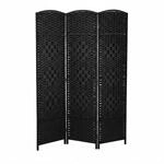 Relaxdays Paravent Holz Papierseil Schwarz 3-teilig Faltbar 170 cm x 120 cm x 2...